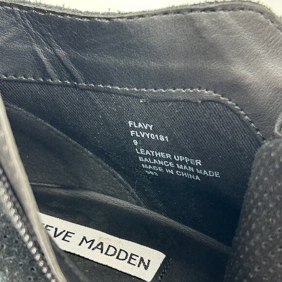 Steve Madden Flavy Wedge Heel Sneaker Shoes Suede Side Zipper Black Womens 9 - Picture 5 of 10